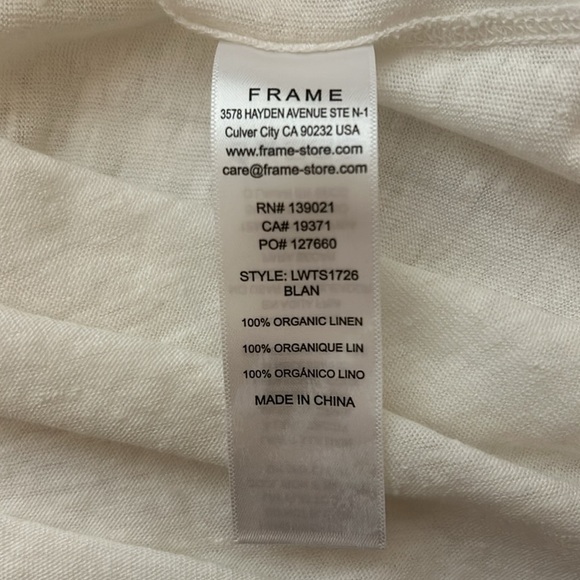 NWT Frame off white organic 100% organic linen. Womens size L. - Picture 5 of 6